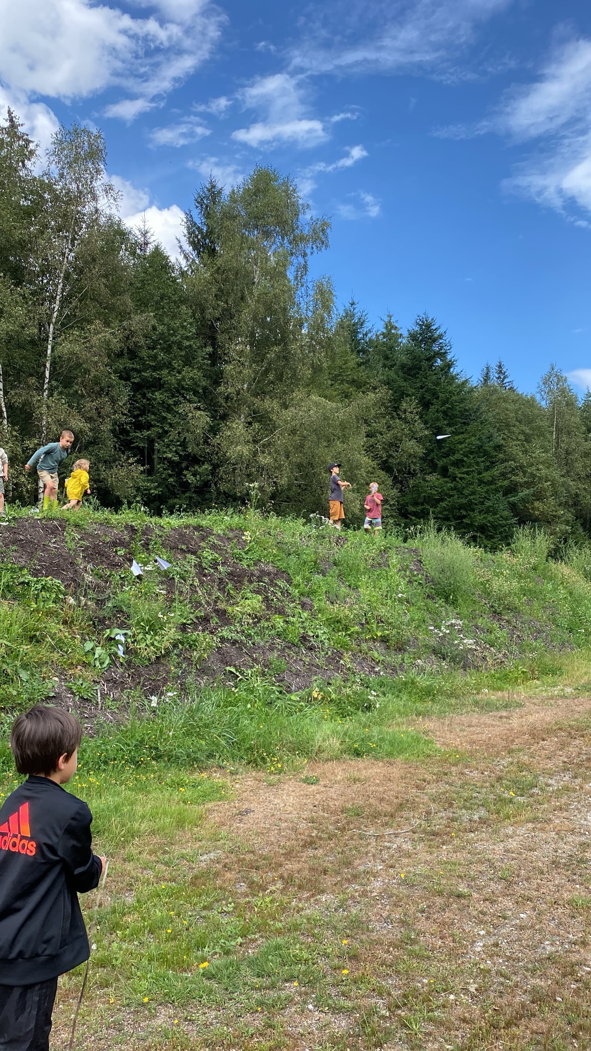 Children outdoors at a Forest Camp Chamonix session in the valley