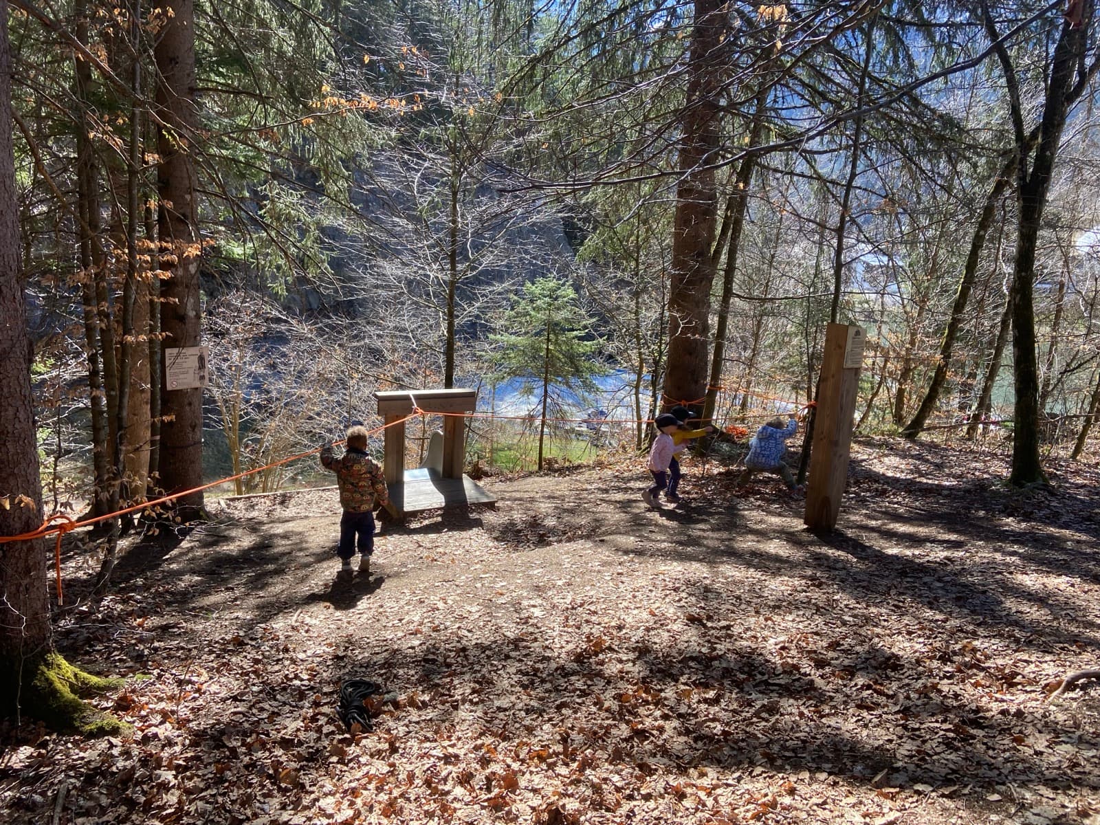 Children outdoors at a Forest Camp Chamonix session in the valley