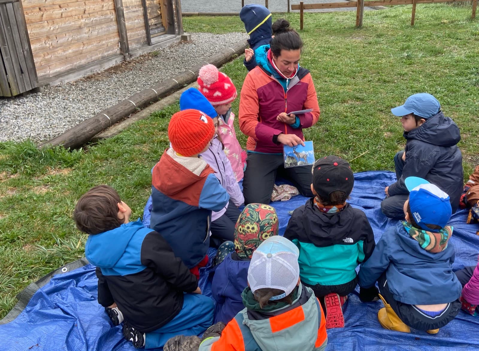 Children outdoors at a Forest Camp Chamonix session in the valley