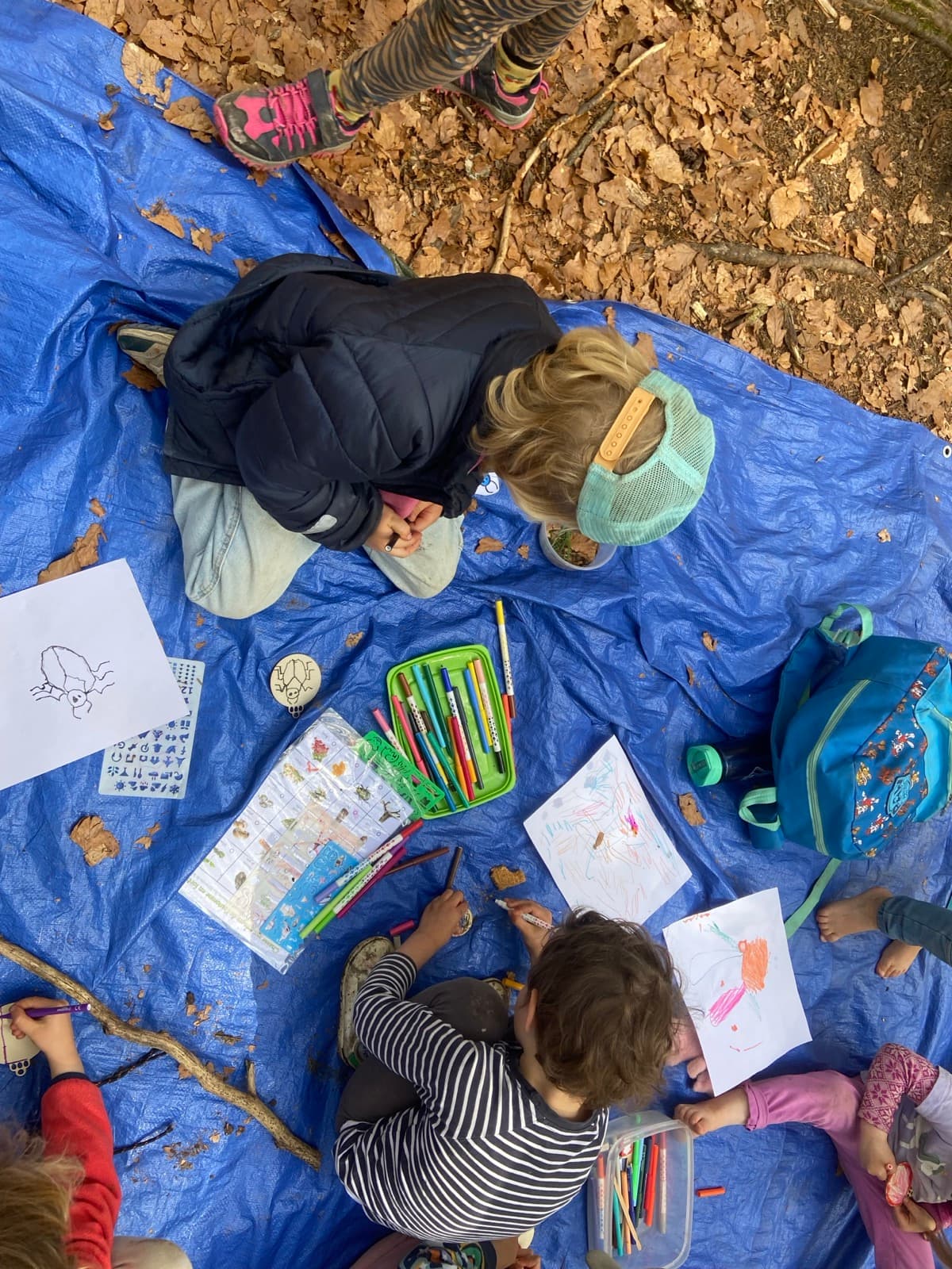 Children outdoors at a Forest Camp Chamonix session in the valley